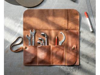 12 Trousse d'outils en cuir Poche Poche porte-rouleau couvrir TE027