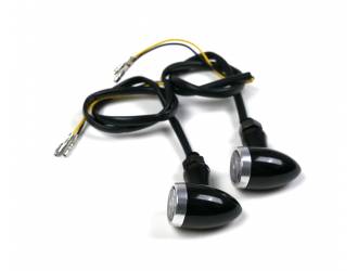 Bullet-type LED motorcycle turn indicators in black aluminum/brushed finish